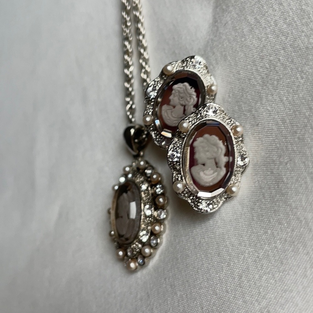 Cameo Necklace and Earrings